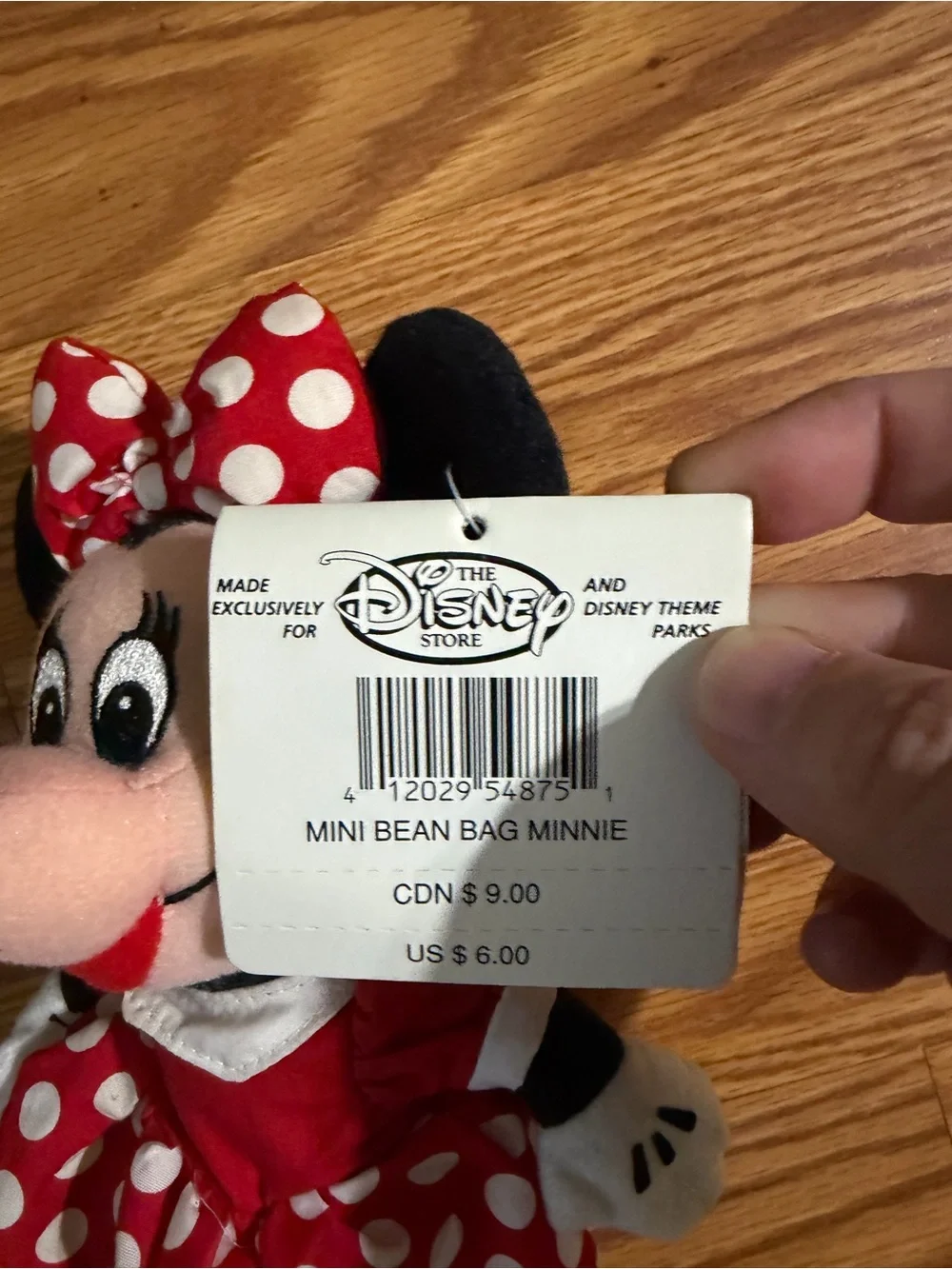 Vintage Disney Store Minnie Mouse Beanbag Plush 8-Inch New With Tags